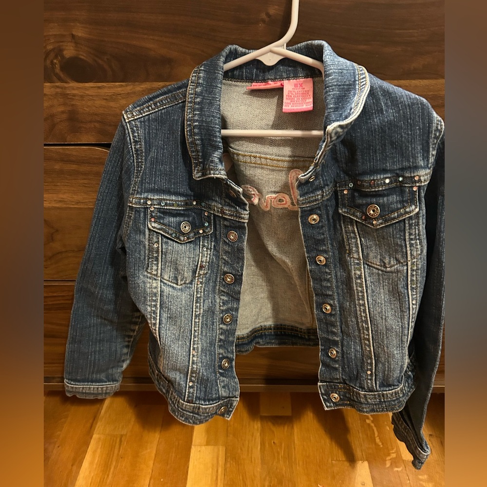 Girl’s Stylish Blue Denim Heart Sparkle Jacket size 6 - Picture 4 of 12